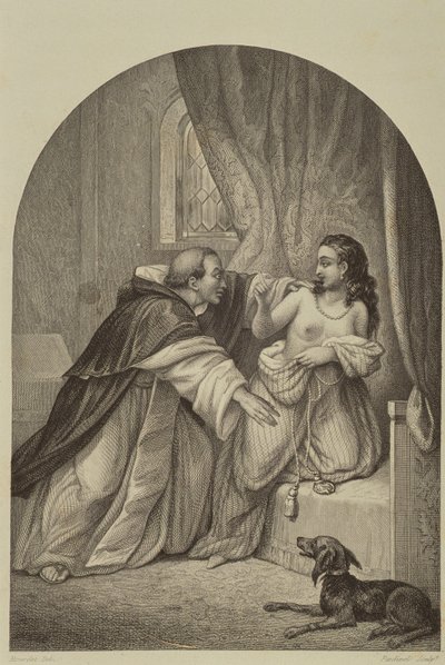 A Monk Seducing a Woman in the 14th Century by Joseph Guillaume Bourdet